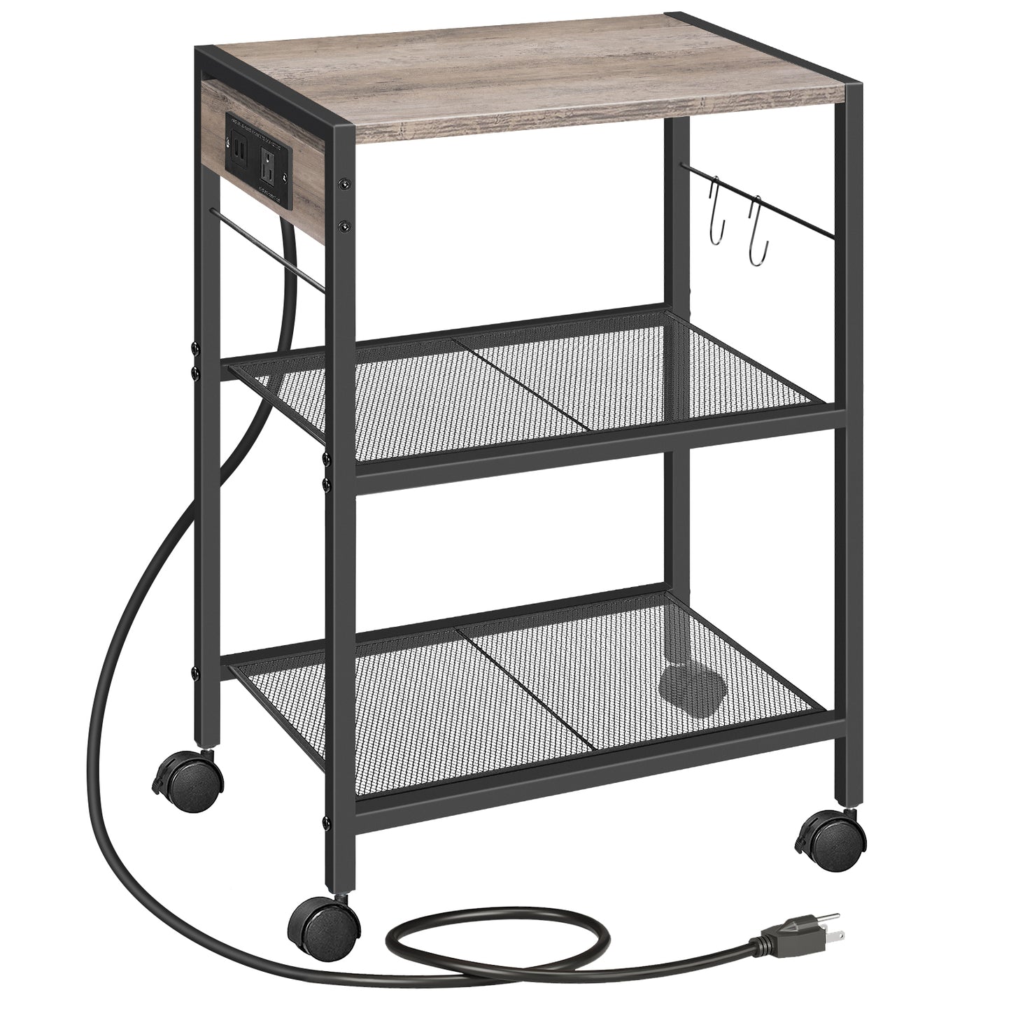 HOOBRO 3-Tier Movable Printer Stand with Power Outlet & USB Port