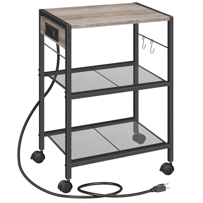 HOOBRO 3-Tier Movable Printer Stand with Power Outlet & USB Port