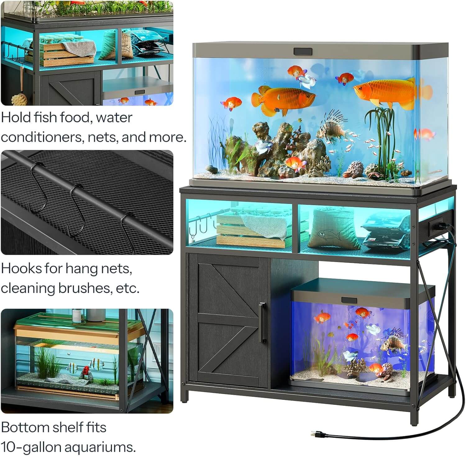 40 gallon fish tank accessories Unikito Stand with LED Light and Outlet, Metal Aqu The GDLF Aquarium Stand is purpose VOWNER 40 Gallon Aquarium Stand