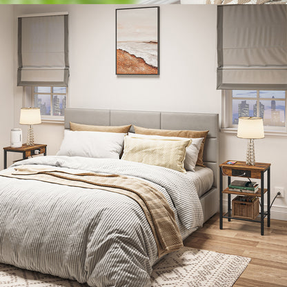 HOOBRO 3-Tier Side Table with Charging Station & USB Port