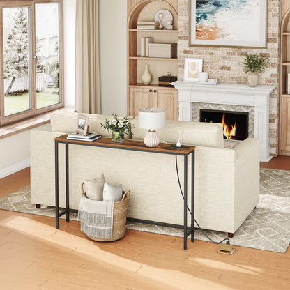 HOOBRO 47.2-inch Narrow Console Table with Power Outlet