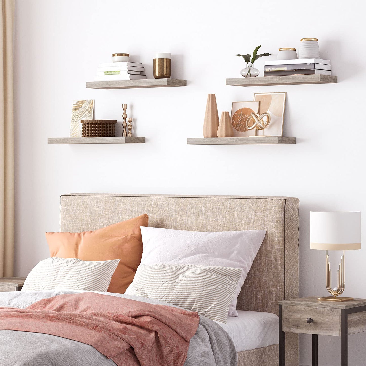 HOOBRO Greige 23.6-inch Floating Shelf with Concealed Bracket /2PICS