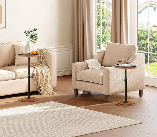 HOOBRO Height Adjustable Small Round Coffee Martini Side Table