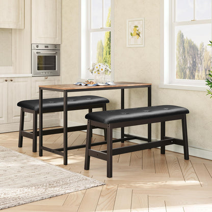 HOOBRO PU Leather Upholstered Bamboo Dining Bench