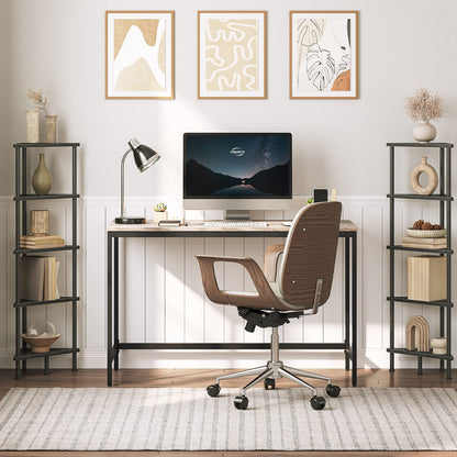 HOOBRO Corner Shelf Stand, Industrial 5-Tier Wall Corner Bookshelf with Metal Frame, Plant Display Shelf, Bookcase for Small Spaces, Bedroom, Living Room, Black BK33CJ01