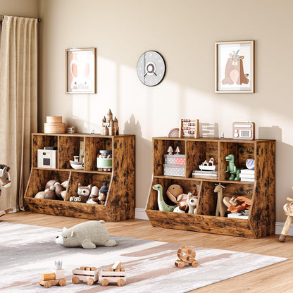 HOOBRO Retro Brown 35.4-inch Children's Bookcases & Standing Shelves