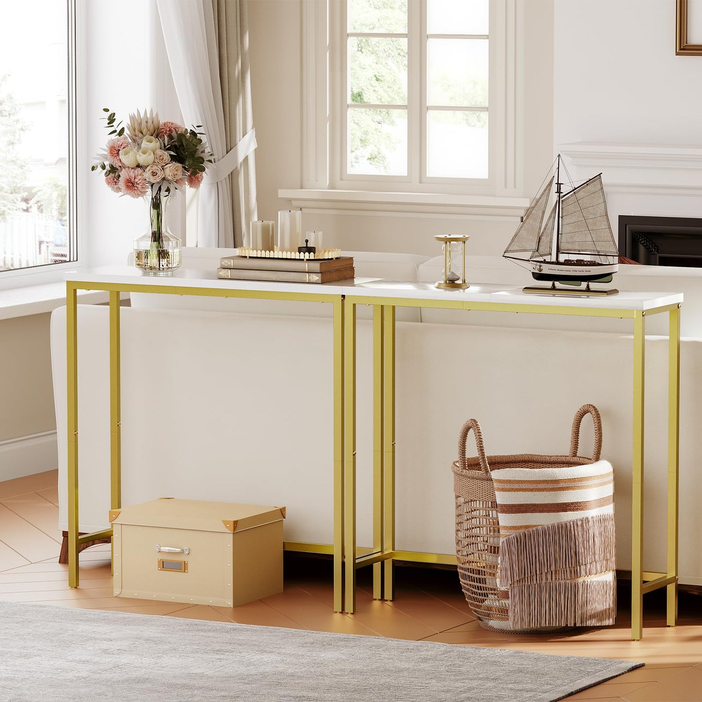 HOOBRO 29.5-inch Gold Small Entryway Table