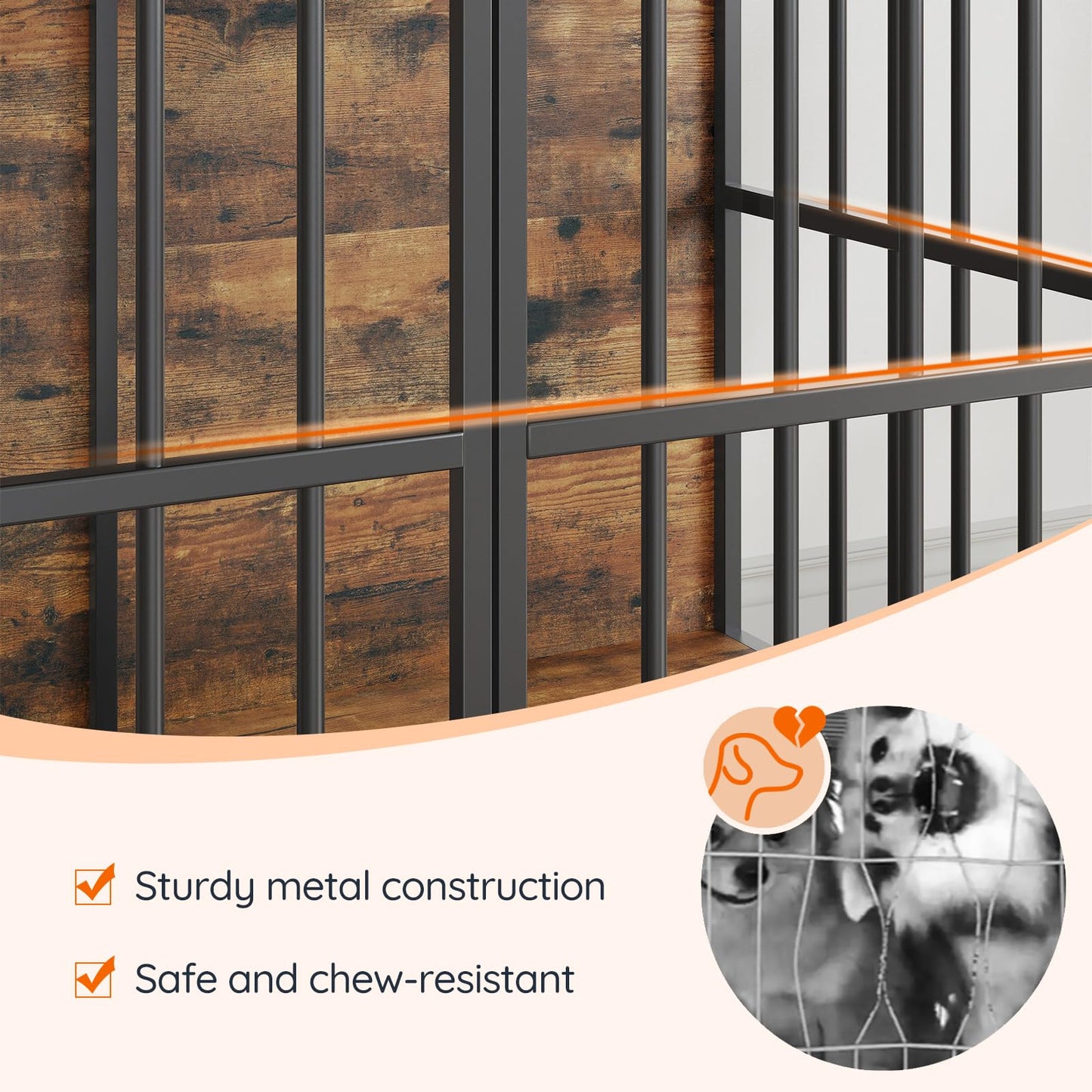 HOOBRO Vintage Brown 46.5-inch Wooden Large Dog Cage with Decorative Side Table