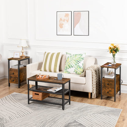 HOOBRO End Table & Nightstand with Charging Station / 2PICS