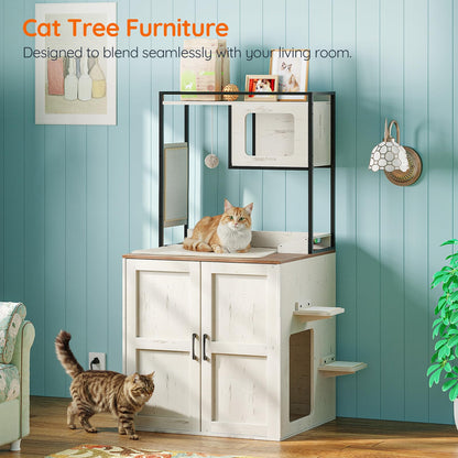 HOOBRO Cat Automatic Litter Box Enclosure Furniture with Charging Station