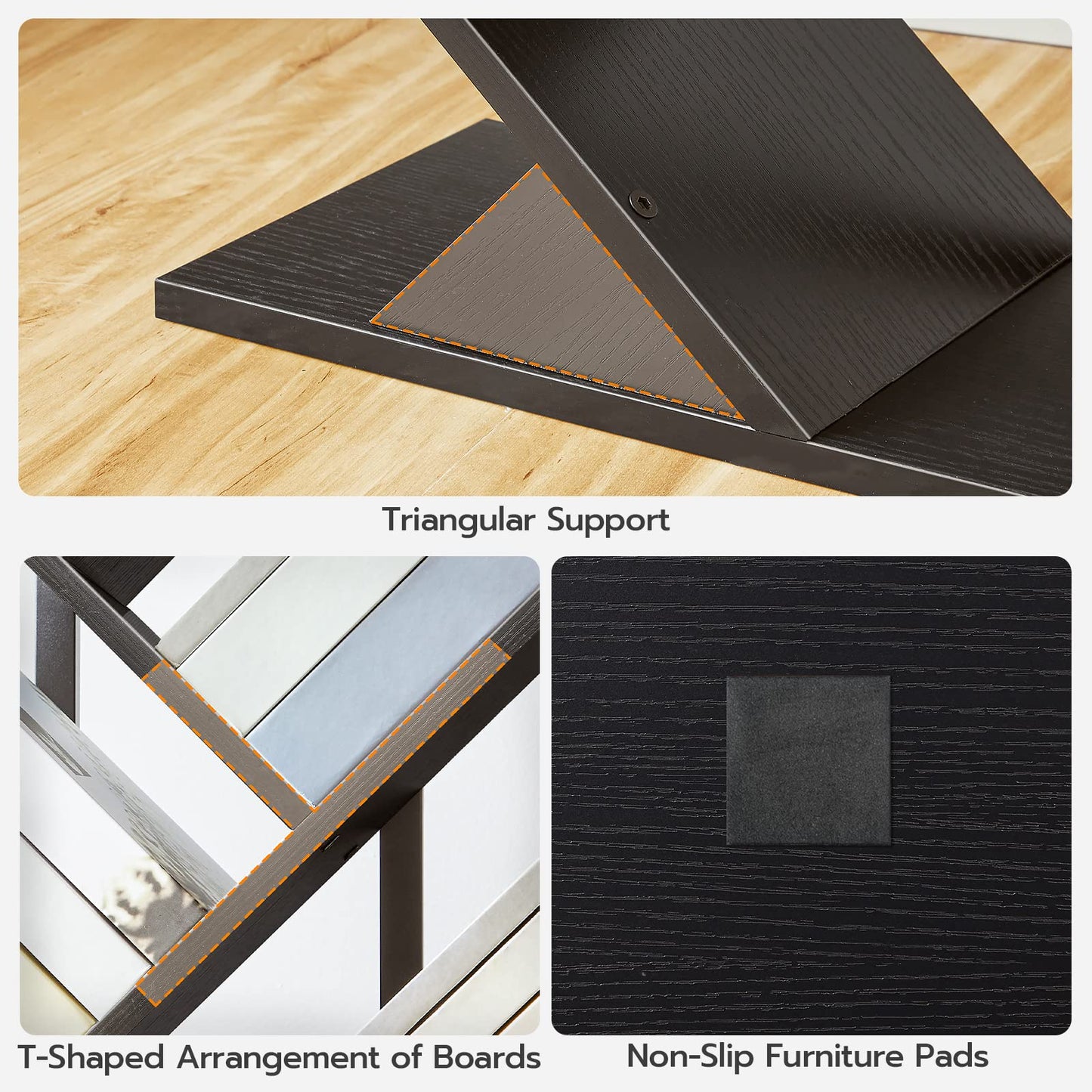 HOOBRO Black 9-Tier Floor-Standing Tree-Shaped Wooden Bookshelf