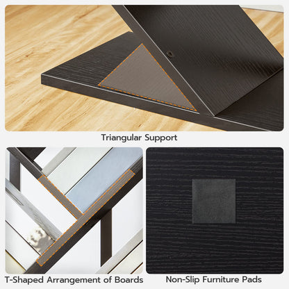 HOOBRO Black 9-Tier Floor-Standing Tree-Shaped Wooden Bookshelf