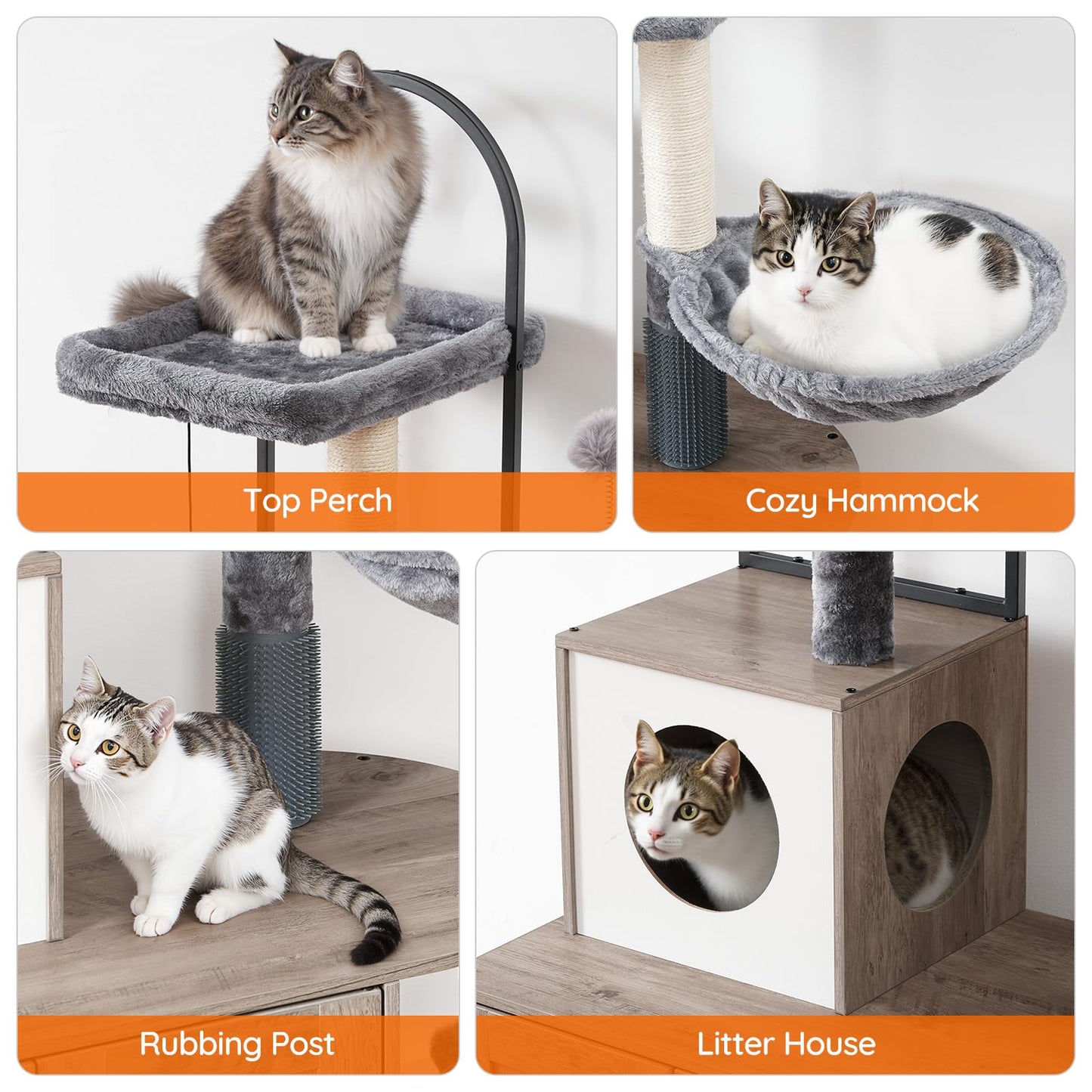 HOOBRO Arched Cat Tree with Hidden Litter Box & Sisal Posts