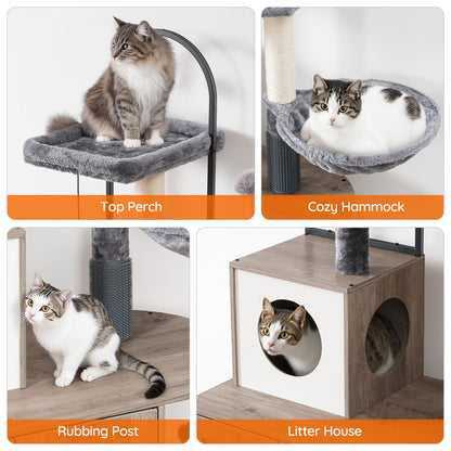 HOOBRO Arched Cat Tree with Hidden Litter Box & Sisal Posts