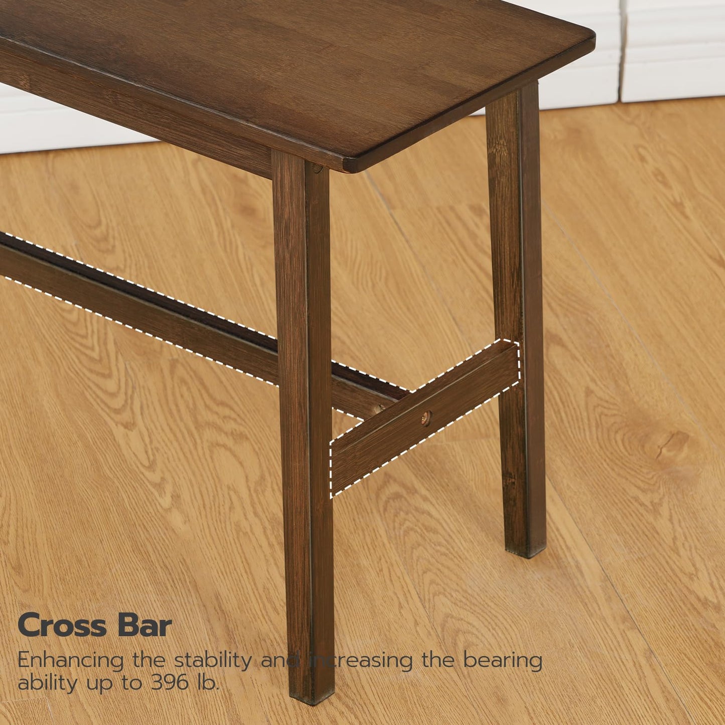 HOOBRO Mocha Color 39.3-inch Farmhouse Style Bamboo Dining Chair