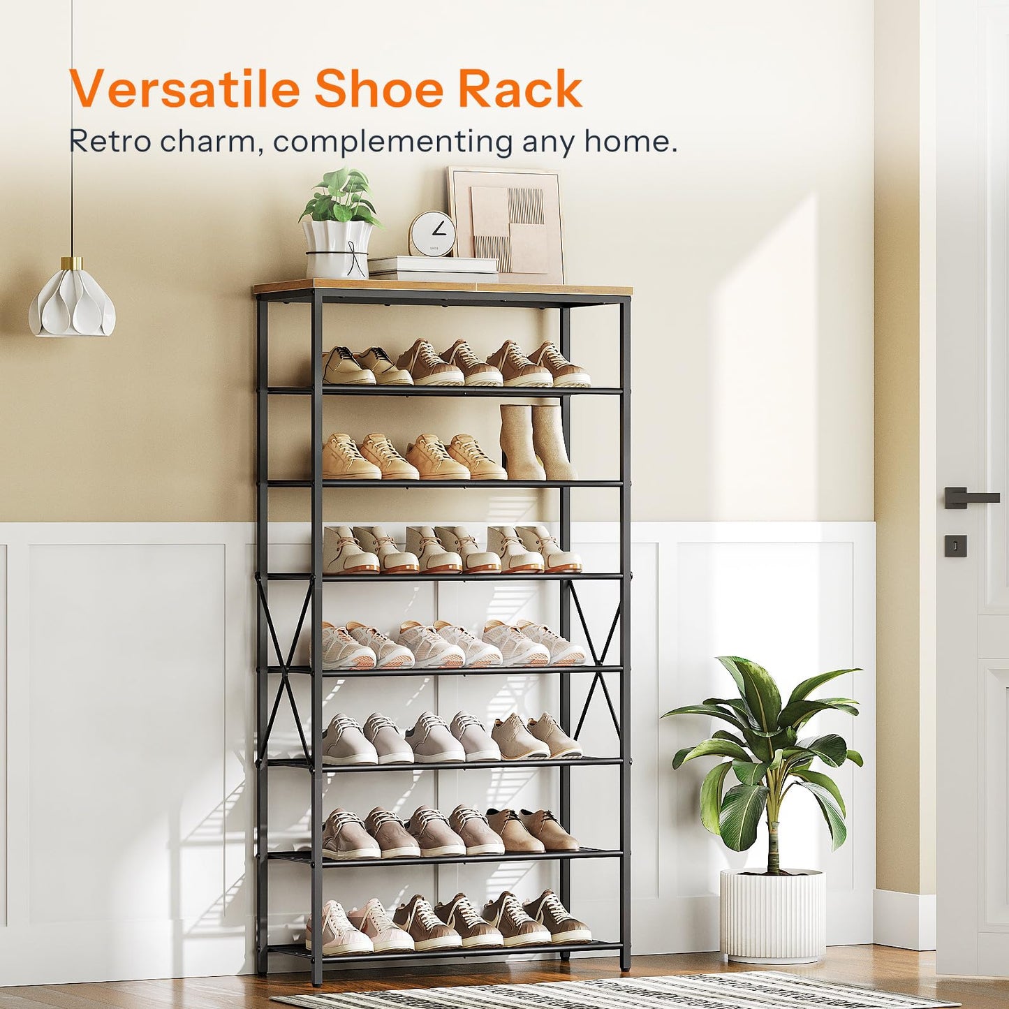 HOOBRO 8-Tier Metal Shoe Rack for Front Door Entrance