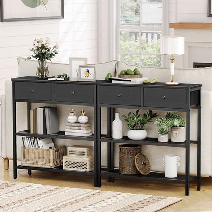 HOOBRO 29.5-inch 3-Tier Narrow Console Table with Drawers