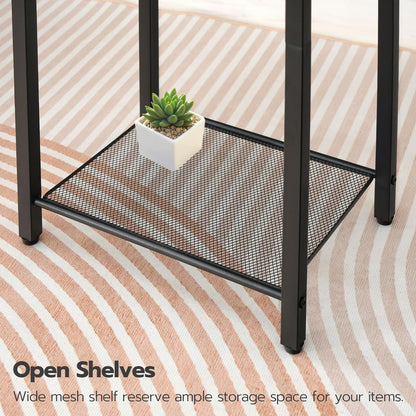 HOOBRO Tall 3-Tier Narrow Side Table with Charging Station