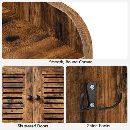 HOOBRO Retro Brown Double Door Bathroom Vanity with Towel Bar & Adjustable Shelf & 2 Hooks