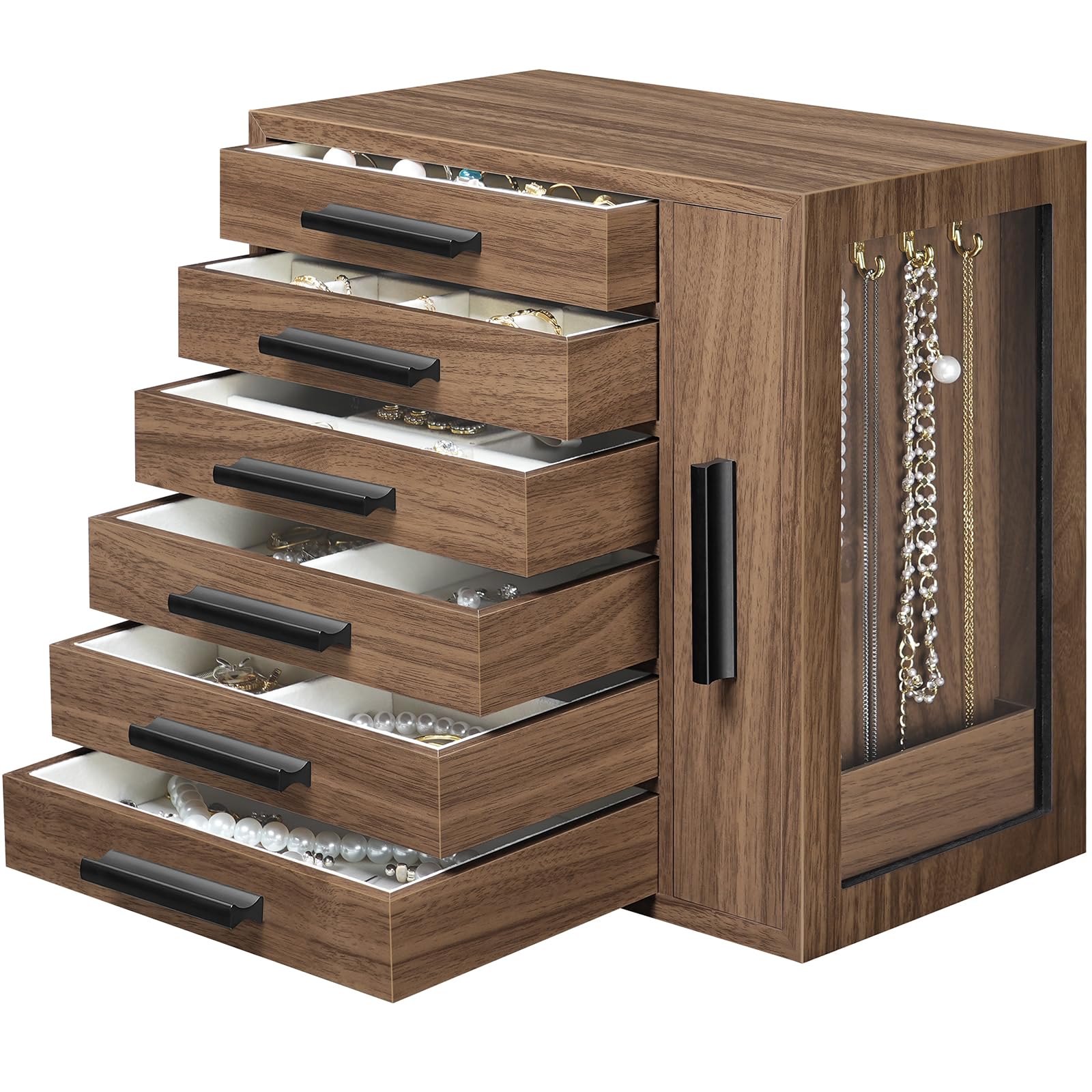 HOOBRO 6-Tier Wooden Jewelry Organizer Box