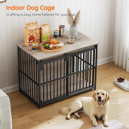 HOOBRO Dog Crate & Dog Kennel with Sliding Barn Door