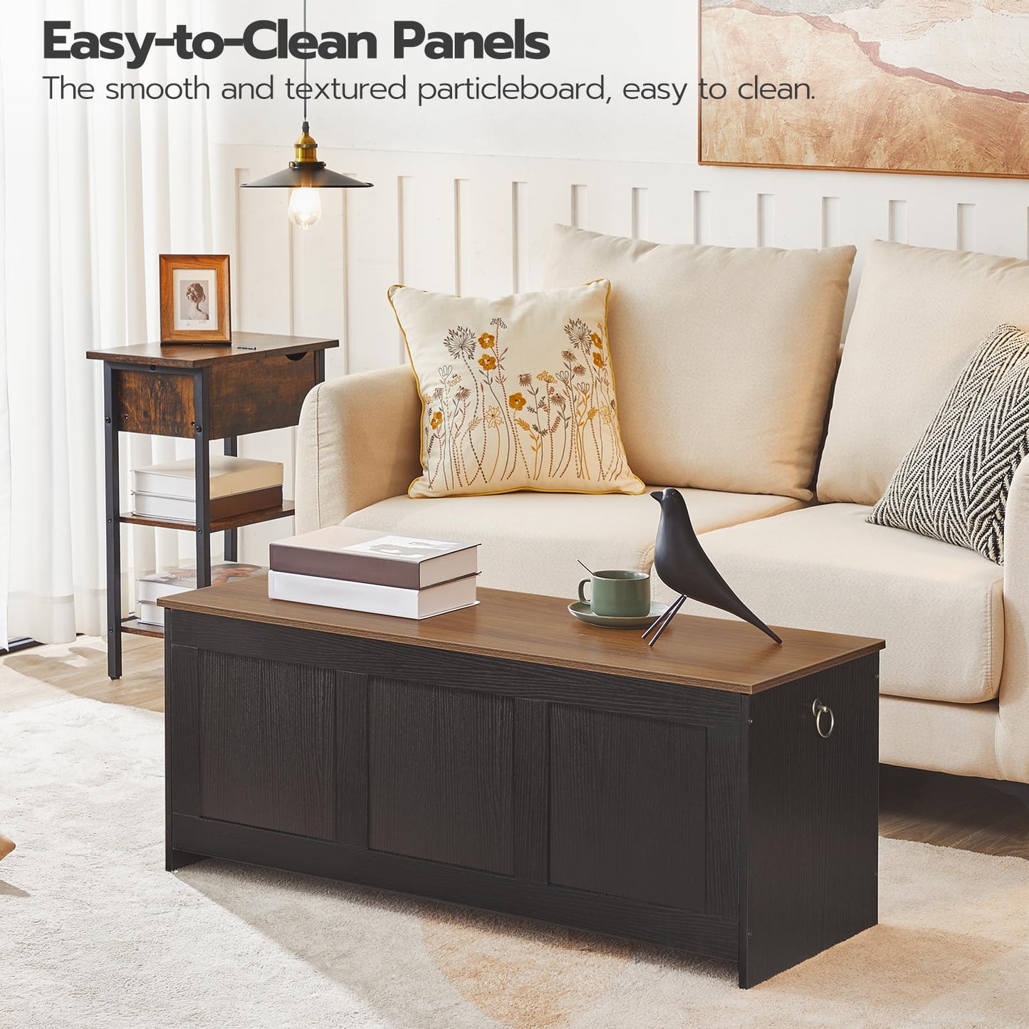 HOOBRO Black 39.3-inch Vintage Wooden Storage Box