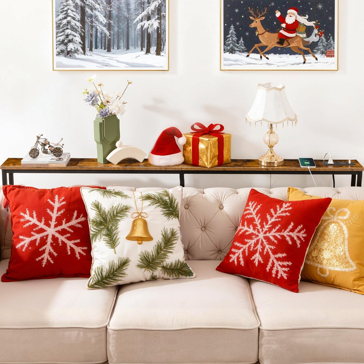 HOOBRO 70.9-inch Narrow Console Table with Charging Station