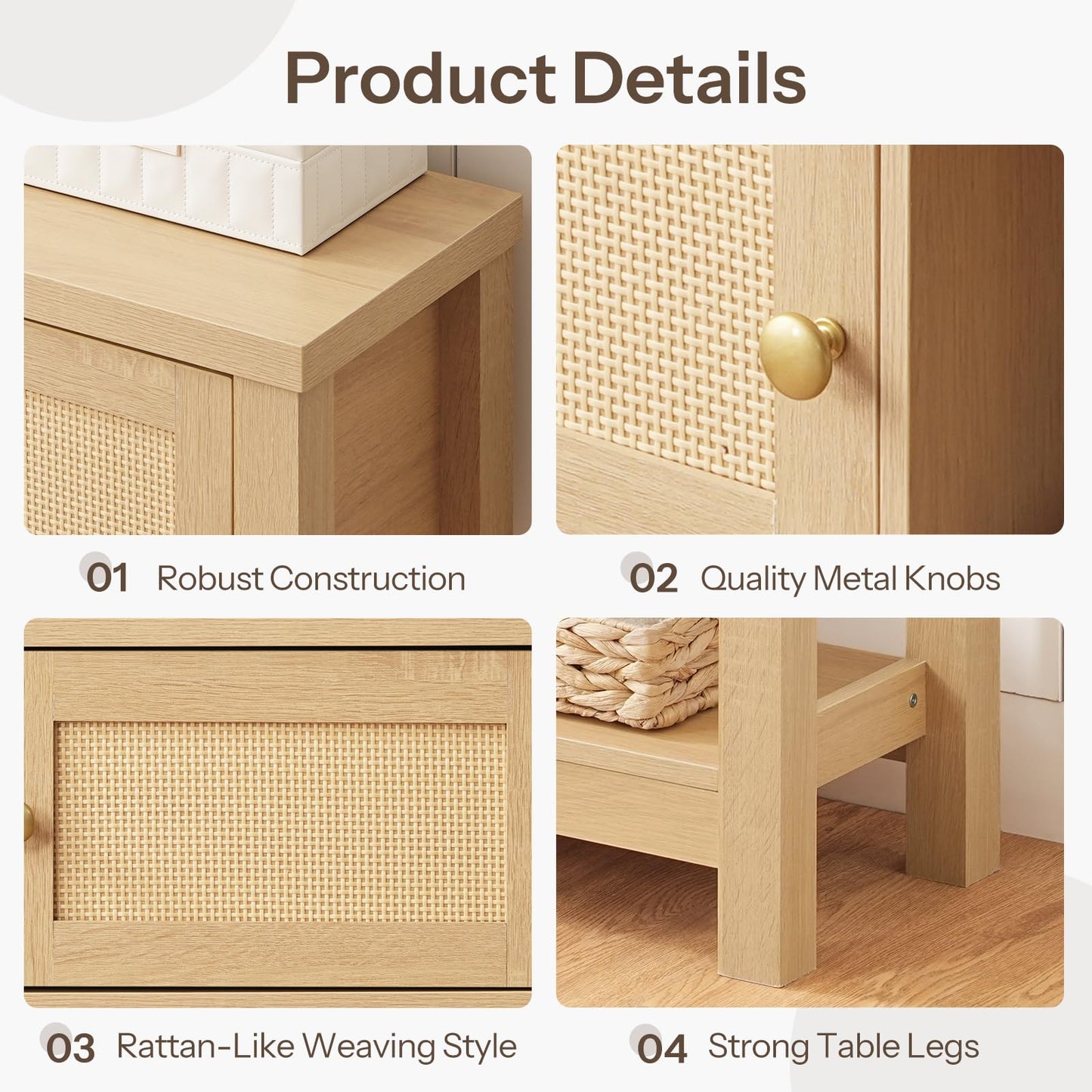HOOBRO 47-inch Rattan Style Entryway  Console Table with Storage