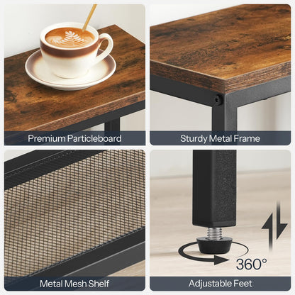 HOOBRO Retro Brown Four-Tier Industrial Style Adjustable Leg Narrow Entryway Table