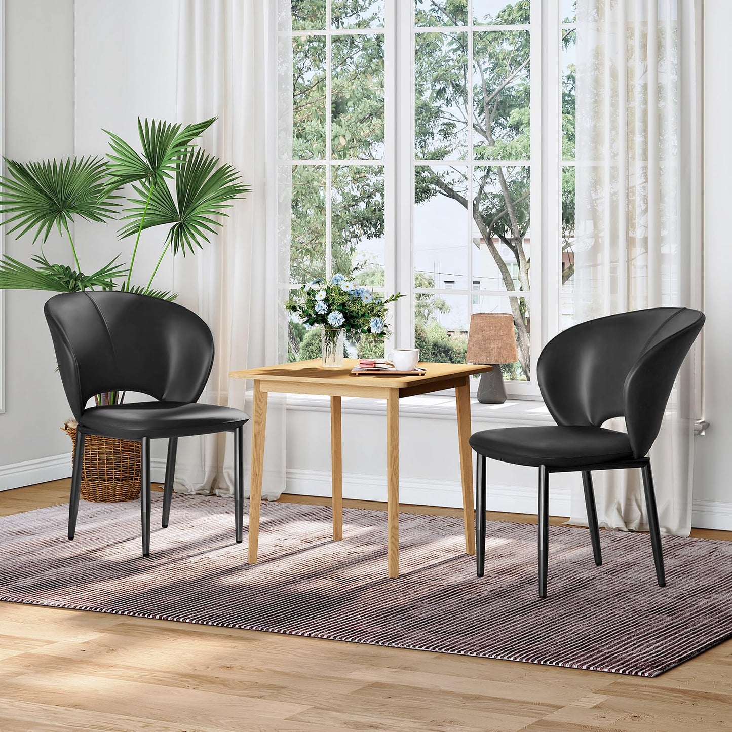 HOOBRO Black Modern Upholstered Dining Chair and Kitchen Chair Set /2PICS