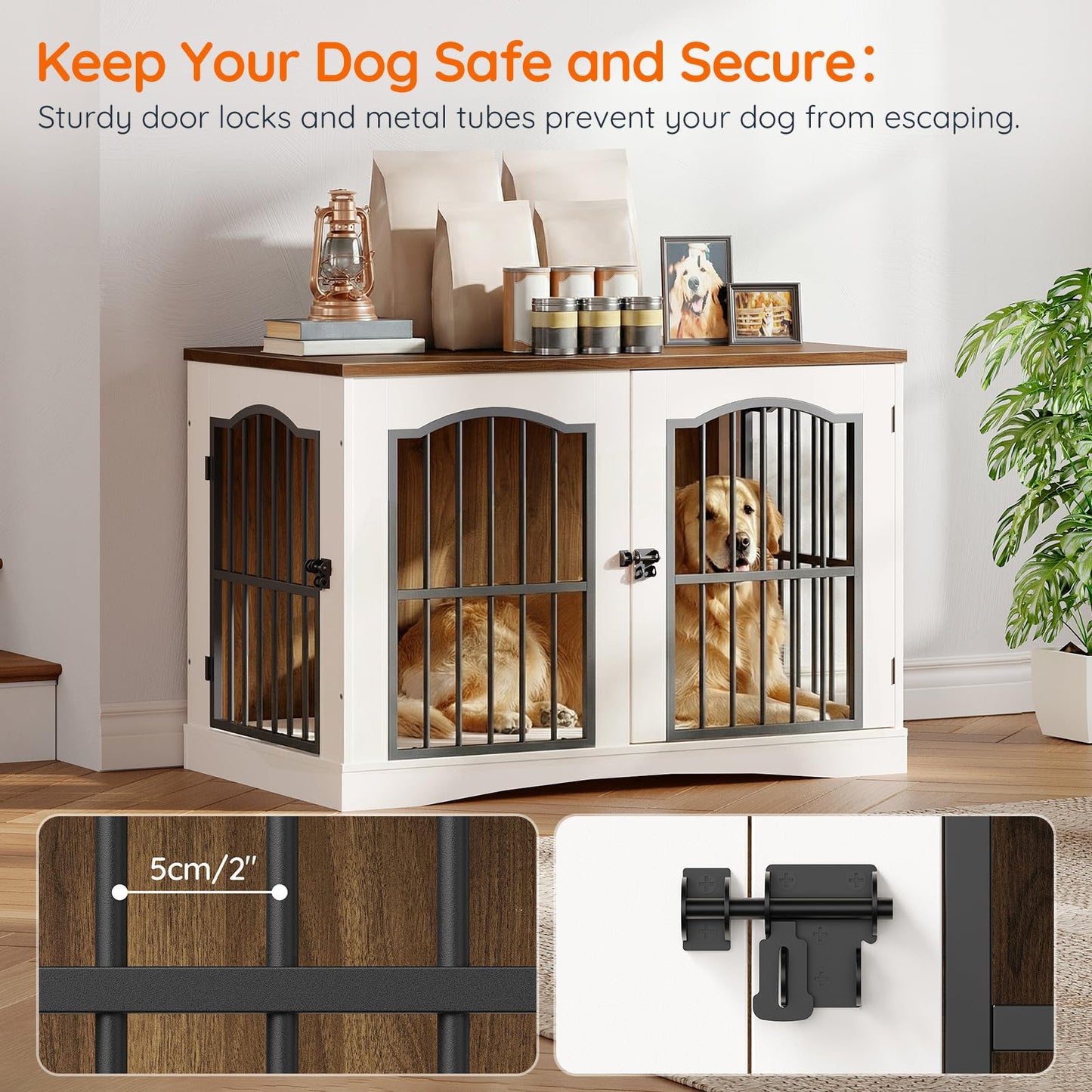 HOOBRO 39.4 inch Dog Crate Furniture with 3 Doors