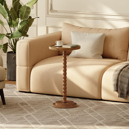 HOOBRO Retro Brown Solid Wood Round Side Table