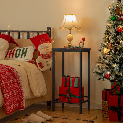 HOOBRO Industrial Tall Side Table with Mesh Shelves