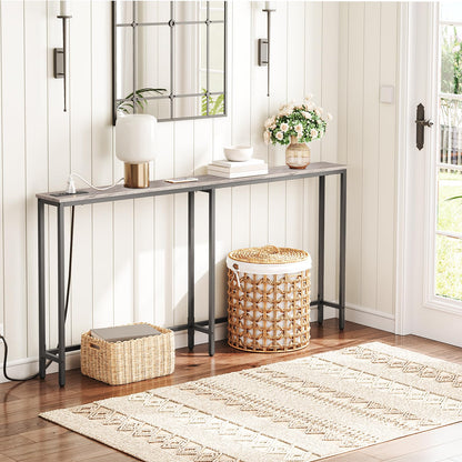 HOOBRO 63-inch Narrow Console Table with Charging Station