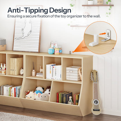 HOOBRO Natural 35.4-inch Long Children's Bookshelf and Storage Cabinet