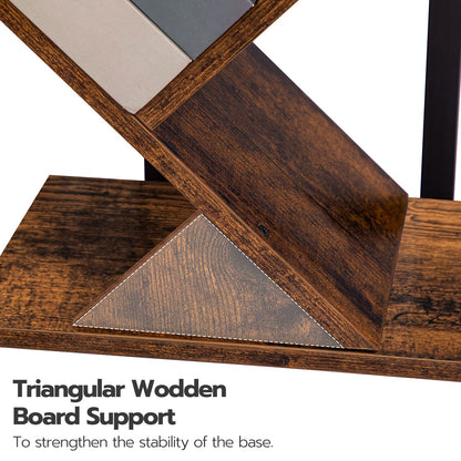 HOOBRO Vintage Brown 9-Tier Floor-Standing Wooden Tree-Shaped Bookshelf