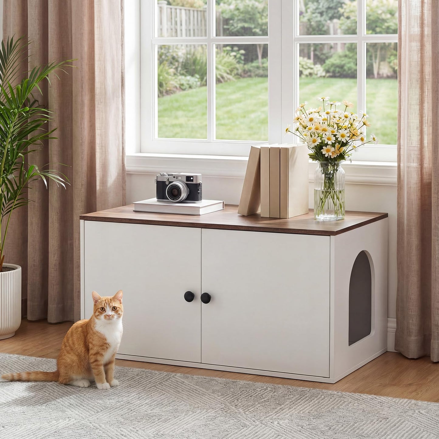 HOOBRO Hidden Cat Litter Box Enclosure with Side Entry