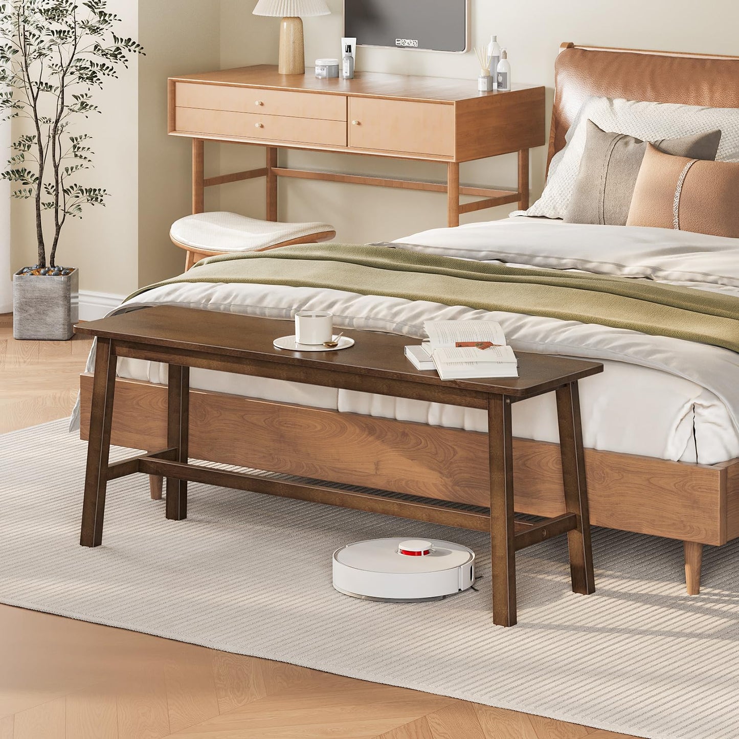 HOOBRO Mocha Color 39.3-inch Farmhouse Style Bamboo Dining Chair