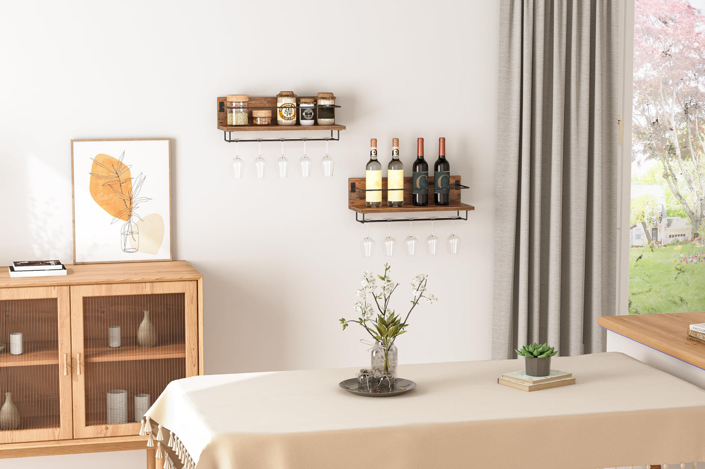 HOOBRO Retro Brown Wall-Mounted Wine Racks /2PICS