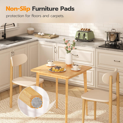 HOOBRO  27.6-inch Natural Bamboo Square Dining Table