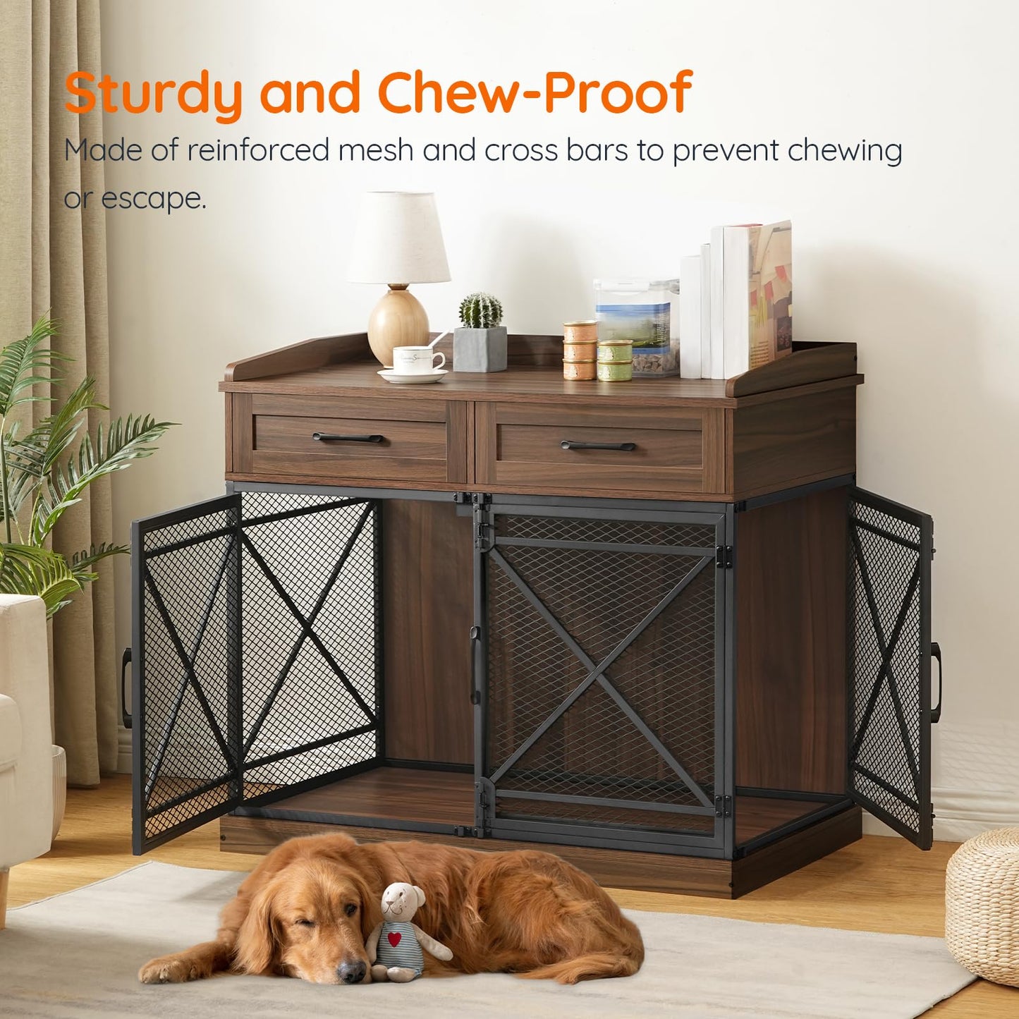 HOOBRO 39.4-inch Wooden Heavy Duty Dog Crate Furniture