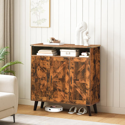 HOOBRO Entryway Wooden Shoe Storage Cabinet with 3 Doors