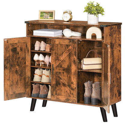 HOOBRO Entryway Wooden Shoe Storage Cabinet with 3 Doors