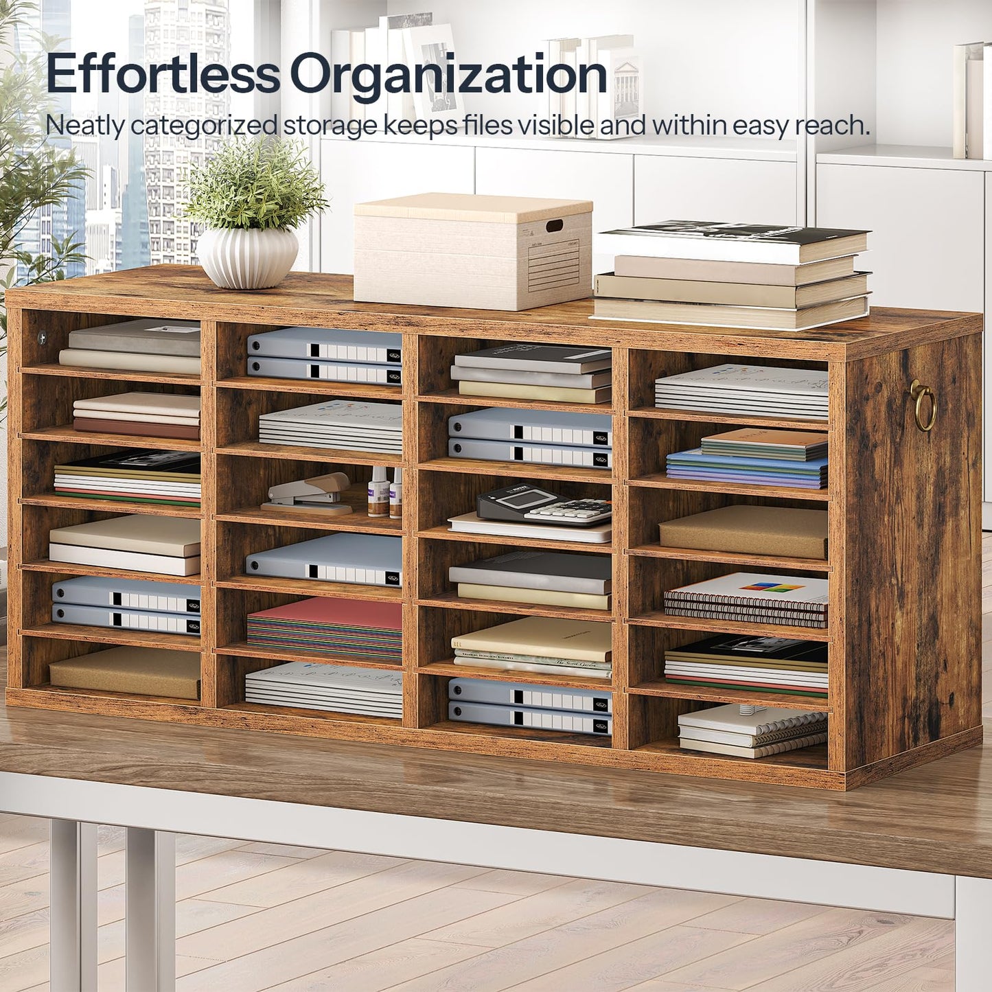 HOOBRO 24-Compartment Office Mailbox File Organizer with Adjustable Shelves