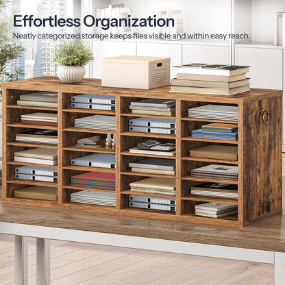HOOBRO 24-Compartment Office Mailbox File Organizer with Adjustable Shelves