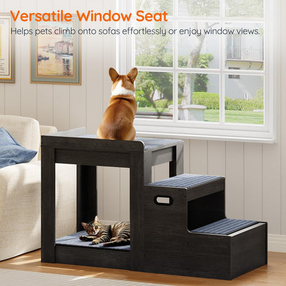 HOOBRO Pet Bunk Bed with Removable Ladder & Storage Compartments & 4 Non-Slip Mats