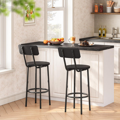 HOOBRO Black 25.2-inch Round Bar Stools with Backrest /2PICS