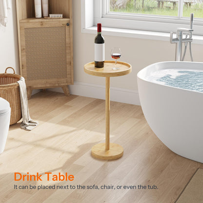 HOOBRO Bamboo Round Side Table & Coffee Martini Table