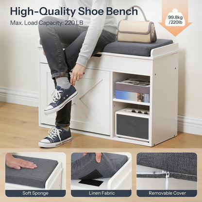 HOOBRO 31.5-inch L Shoe Storage Bench with Flip Drawer