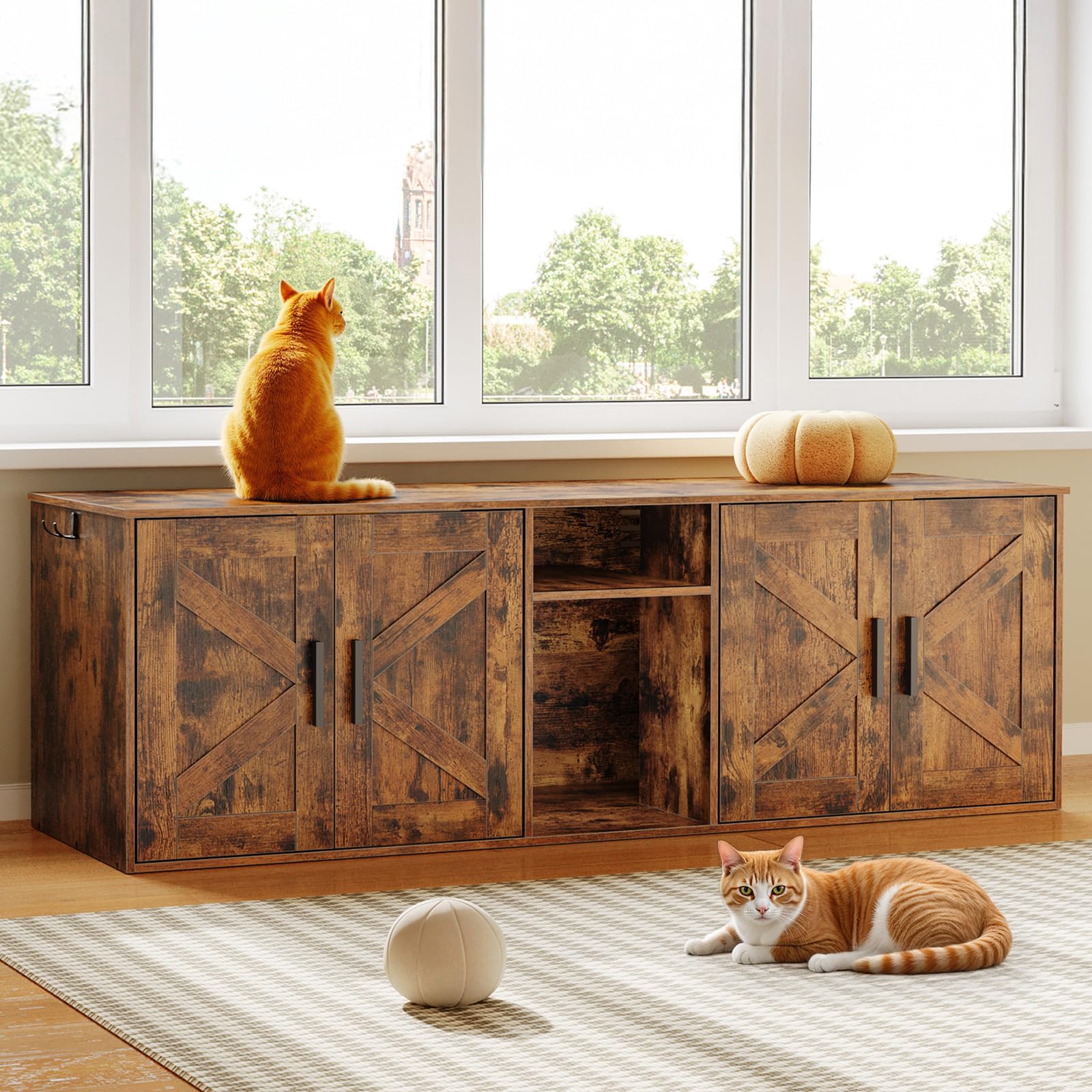 Double Cat Litter Box Enclosure with Corridor | HOOBRO – HOOBRO US